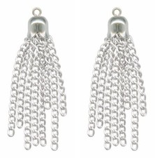 10 Fancy Silver Plated CHAIN TASSELS/DROPS ~ 8 Strands + Loop ~Embellishment