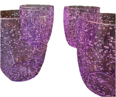 Cocktail 4  Glasses 16 Oz Durable Plastic Purple Contrlled  Bubbles Quality