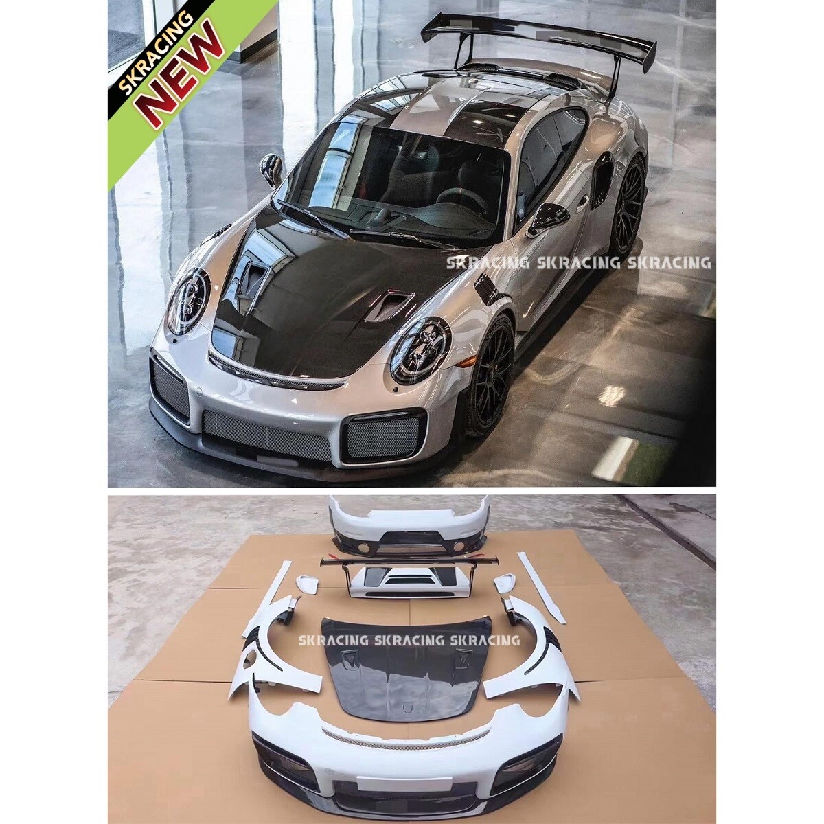 Porsche 911 カーボンファイバーエアロバンパー For Porsche 911 991 Front Rear Lip Bumper Spoiler Wing Hood Fender