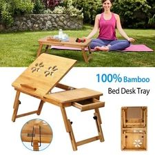 Bamboo Laptop Laptop Desk Kids Floor Table Cozy Breakfast In Bed Tray Foldable