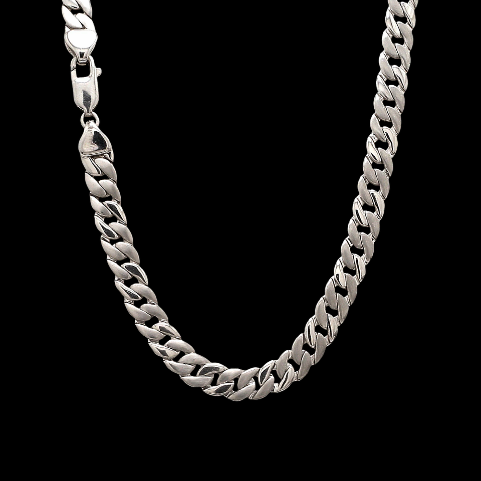 Mens Platinum Cuban Curb Chain 77 Gram Solid PT950 18 Inch Necklace