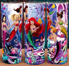 Ariel and Sisters Little Mermaid Cup Mug Tumbler 20oz with lid and straw