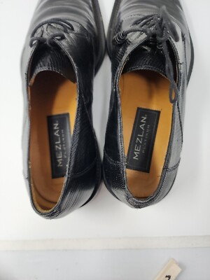 Mezlan Platinum Calvello Black Genuine Lizard Oxford Shoes  display picture 3