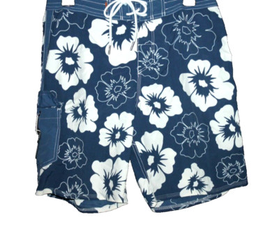 Quicksilver Waterman Trunks Board Shorts W/ Bottle Opener Blue Floral 30 NEW