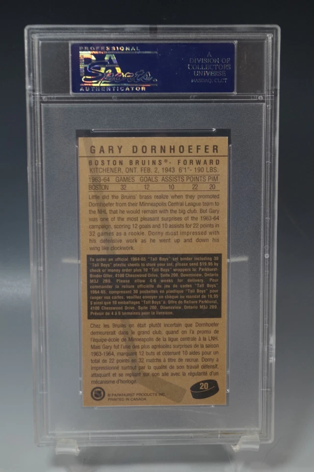 GARY DORNHOEFER PSA 1994 PARKHURST TALL BOYS #20 AUTO CARD AUTOGRAPH GRADED - Image 2 of 2