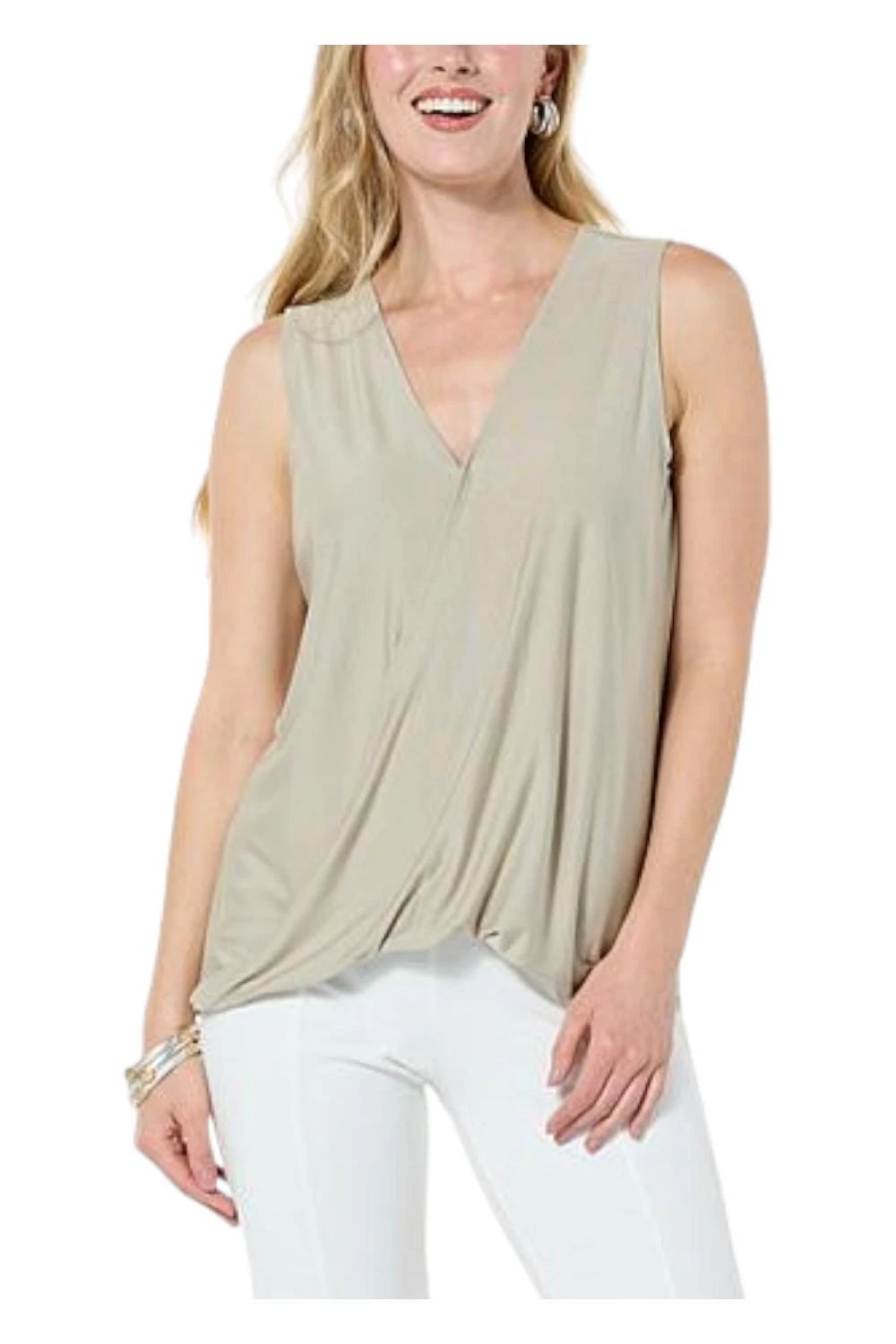 MarlaWynne WynneLayers Sleeveless Twist Front Top Linen