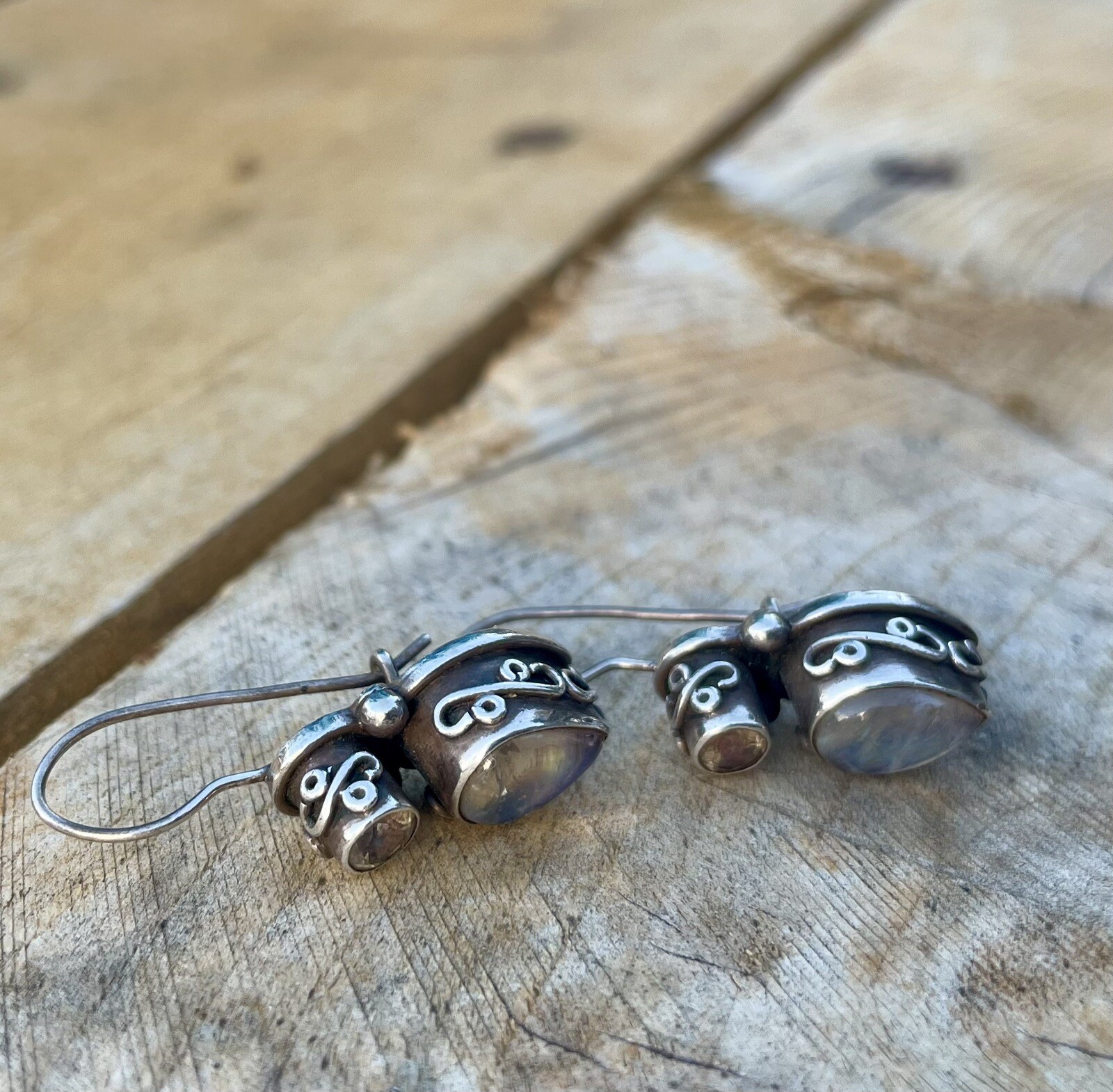 Handcrafted Artisan Moonstone & Aquamarine 925 Si… - image 3