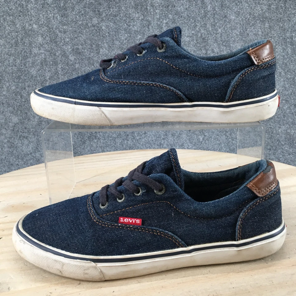 Zapatos Levis Niños 5 Denim Parte Superior Baja Informales Tenis 537648F Tela Azul Con Cordones Com Foto 2 de 4