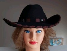 PBR Professional Pro Bull Riding Black Cowboy Hat Black Brown Branded Denim