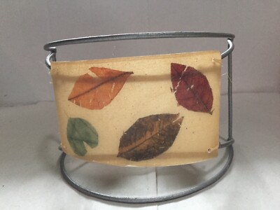 Unique Dual Tea Light Holder Crescent Shape Fall Leaves Theme