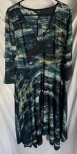 Simply Vera VERA WANG Dress Size Large Blue Green Black EUC