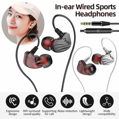 Sports Headset Earphones In Ear 6D Deep Bass Music Stereo Headphone HiFi  Earbuds | eBay
