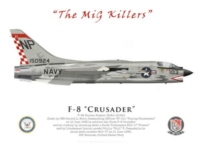 Druck F-8E Crusader, VF-211 ''Fighting Checkmates'', Juni 1966 (von G. Marie)