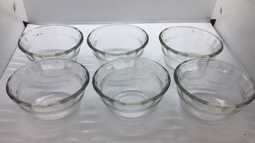 6 Vintage Pyrex Corning 6oz 463 Custard Cup Clear Glass 3 Ring ...