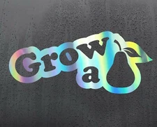 Grow a Pair Chrome holographic vinyl sticker funny car decal jdm dub bumper pear