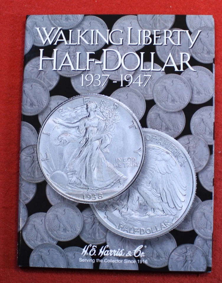 Walking Liberty Half Dollars 1937-1947 G-XF New Harris Folder Complete WL45 - Image 2 of 4