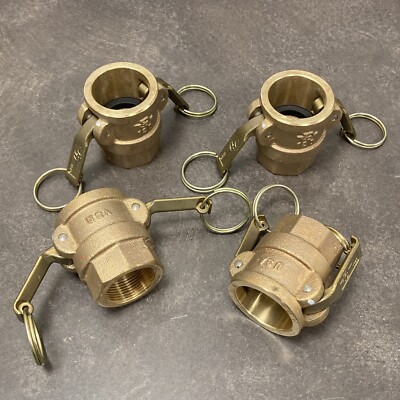 PT Coupling Camlock Brass 2-Inch, D-Coupler x 2'' Female NPT - Lot of 4!