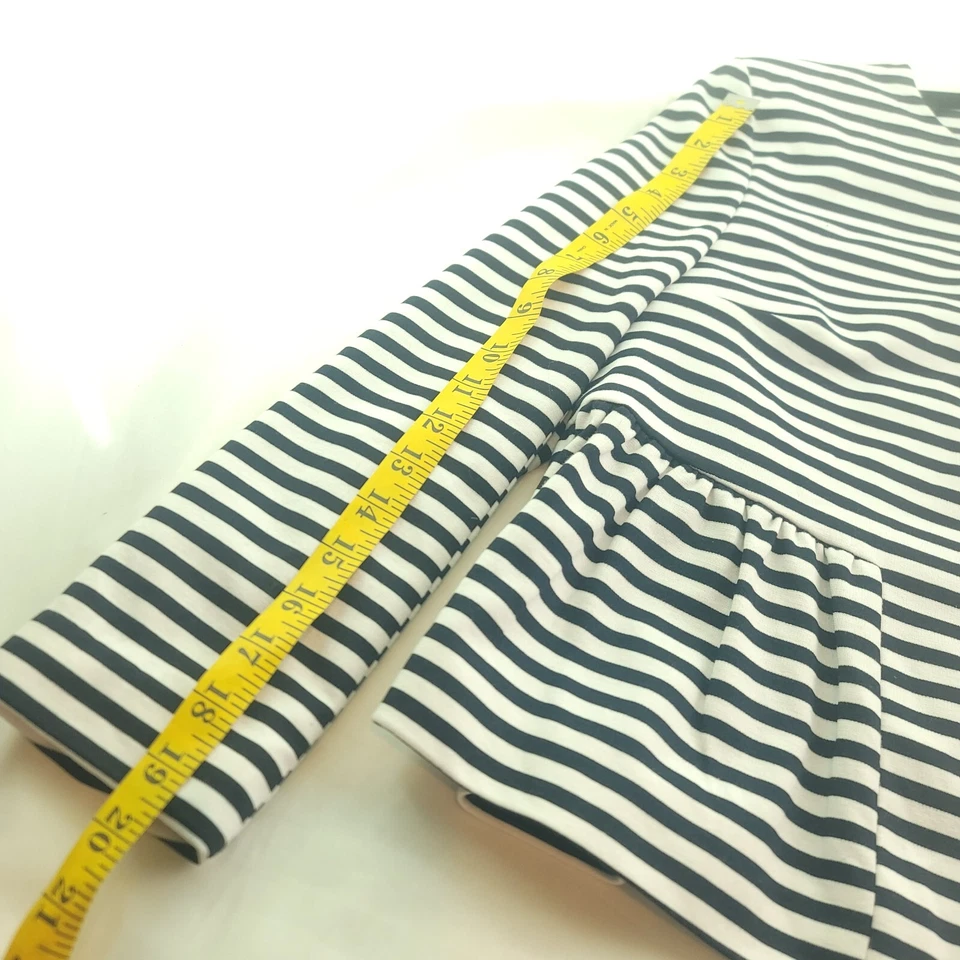 Blazer Top Shop Talla 6 Azul Marino Blanco Horizontal Rayas Plisado Peplum Foto 3 de 4