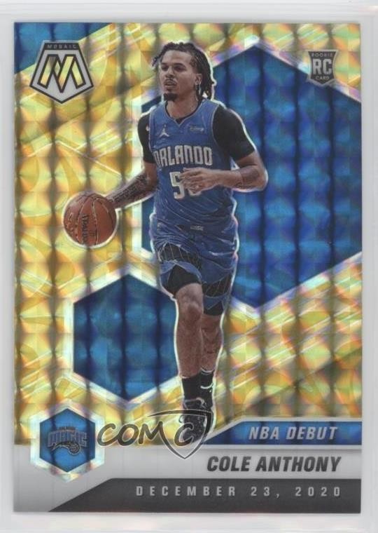 2020 Panini Mosaic NBA Debut Reactive Yellow Prizm Cole Anthony Rookie RC 00pm