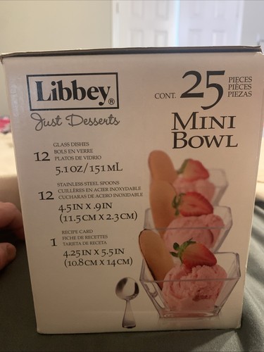 New Libbey Just Desserts Mini Flare Glass Dessert 5.1 Oz Dishes And Mini Spoons - Picture 2 of 8