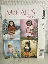 McCall's 6805 Holiday Clothes Easter Halloween Outfit Accessories 18" Doll Uncut