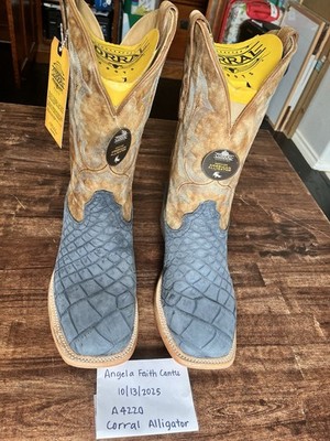 Corral Blue Sueded American alligator Belly Cowboy Boots 12   A4220 10EE
