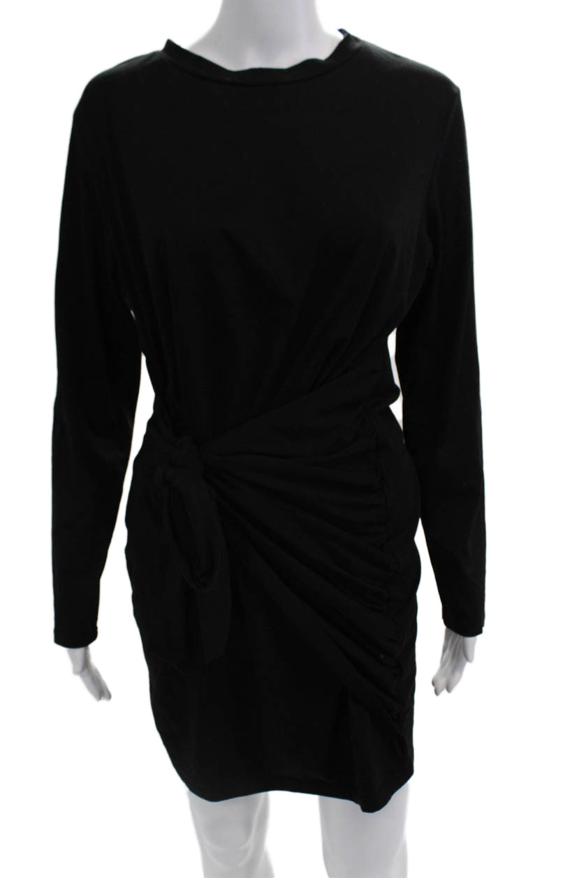 Merokeety Womens Bodycon Black Midi Dress Long Sleeve Crew Neck Size LFree Shipping in US $100+ Orders | $6.95 Orders Below