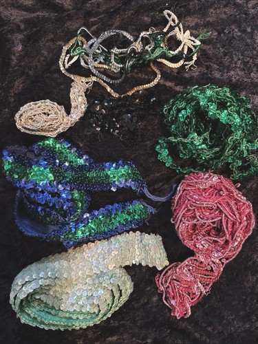 Lot Vintage Sequins Crafts Embellishment Pink Green Blue Silver