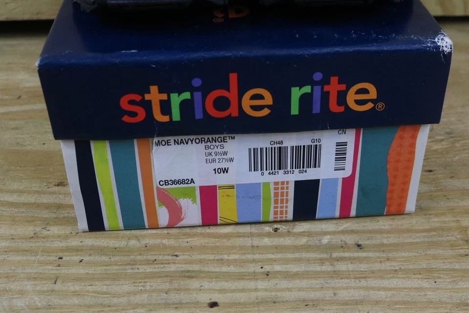 Zapatillas Stride Rite Niños Azul Marino Naranja 10W Windsor Cuero Zapatos Nuevas Foto 3 de 4