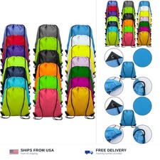 20 Colors Drawstring Backpack Bags Sack Pack Cinch Tote Sport Storage Polyest...