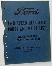 1938-1946 Ford Dealer Truck Bus Two Speed Rear Axle Parts Price List Book