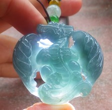 Video Certified Green Natural A Jade jadeite Pendant Flying Dragon 713885 AS