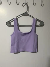 OQQ Purple Ribbed Active Bra Tank Top Size M NWOT