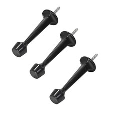 3 PCS Heavy Duty Solid Rigid Door Stop Soft Rubber Tip Zinc Die Cast Black