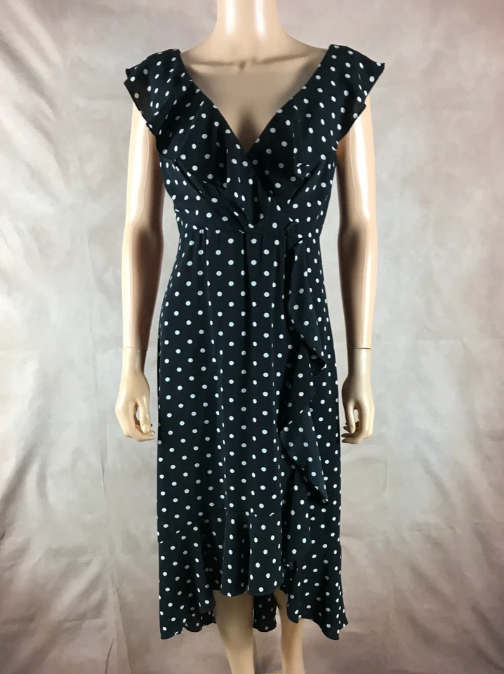 Vestido midi SANGRIA negro/blanco con volantes a lunares talla 2 Foto 3 de 4