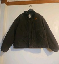 Vintage Carhartt J22 DKB Arctic Quilted Work Jacket Dark Brown Heavy Duty Sz 3XL