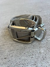 Vintage Silver Mesh Metal Belt Size 38 1/2 Marked 38  45.5  Long Statement
