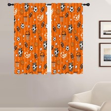 Window Curtains for Bedroom 42 x 63 Inch Rod Pocket Boys Basketball Baseball ...