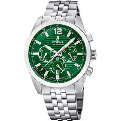 Festina Timeless Chronograph Herrenarmbanduhr Grün F20742/2