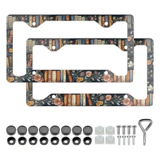 2 PCS Vintage Book Book Lover Read Reader Library Librarian License Plate Fra...