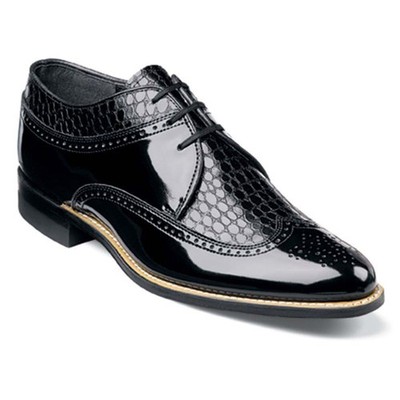 Stacy Adams Dayton Schwarze Straußenleder Wingtip Oxford (USA Herren Größe)