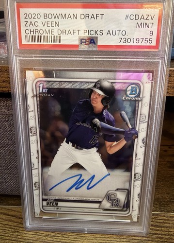 Zac Veen 2020 1st Bowman Draft Chrome Auto #CDA-ZV - PSA 9 Mint