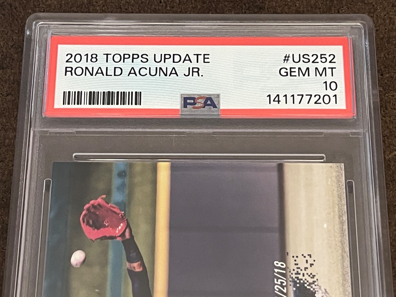 2018 Topps Update - #US252 Ronald Acuna Jr (RC) Braves GEM MT PSA 10 (Set Break) view 2