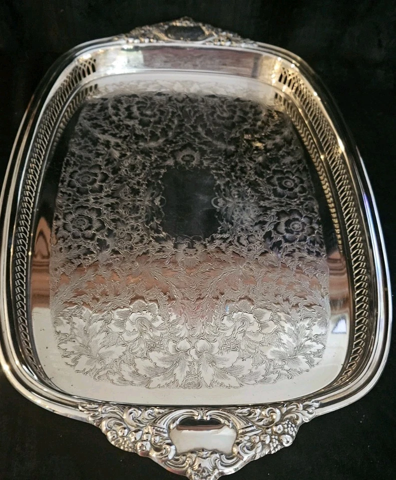 Vintage"NEW" RODD Silver Plated Serving Tray/Handles Large 13" X 20" RARE PIECE - image 4 of 4
