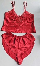VTG Victoria s Secret Gold Label Red Satin 2 Piece Set Brand New Size Small