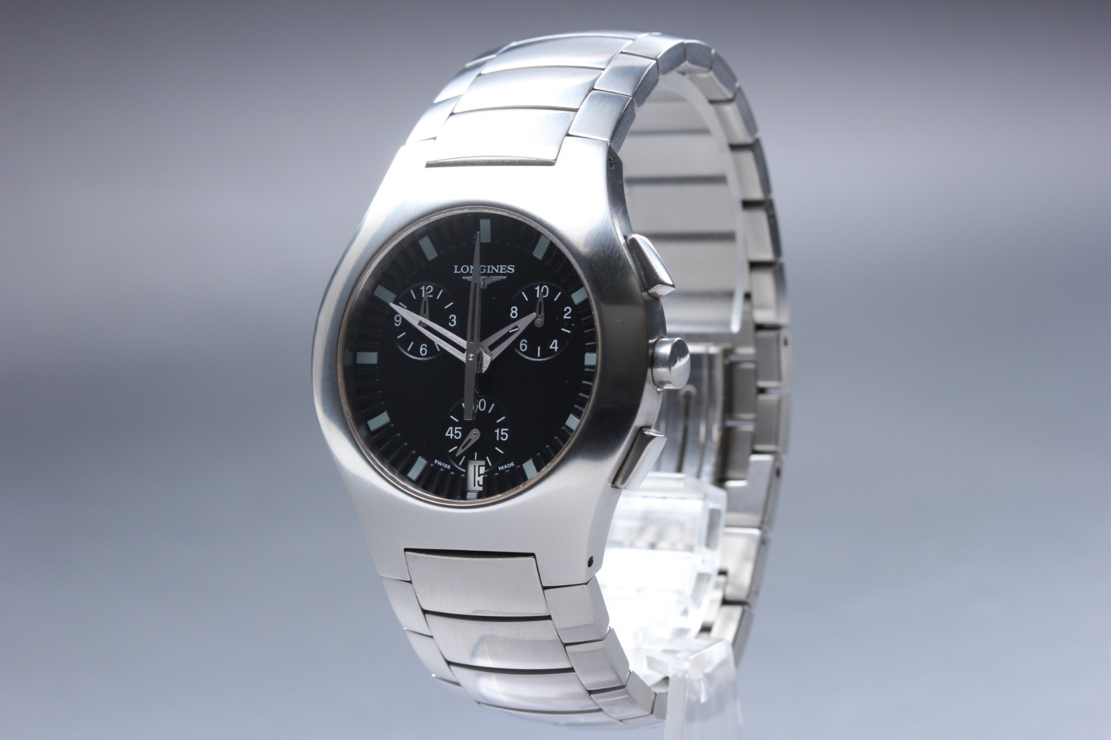 [NEAR MINT] LONGINES Oposition L3.618.4 Black Quartz Chronograph Men's Watch JPN image 4