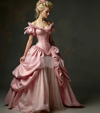 Customized Mid Century Victorian Strapless Evening Women's Strap Belted A-line 