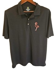 Chubbies Flamingo Polo Shirt Mens Large Black Stretch Casual Golf Preppy