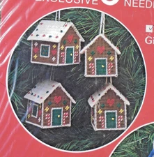Vintage Mary Maxim Mini Gingerbread House Ornament 27411 Plastic Canvas Kit