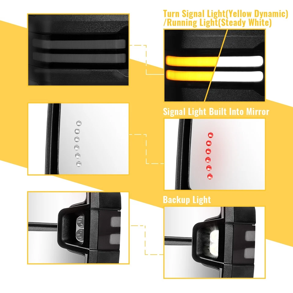 Espejos retrovisores de remolque cromados para Silverado GMC Sierra 2500HD 3500HD 2007-2014 Foto 4 de 4